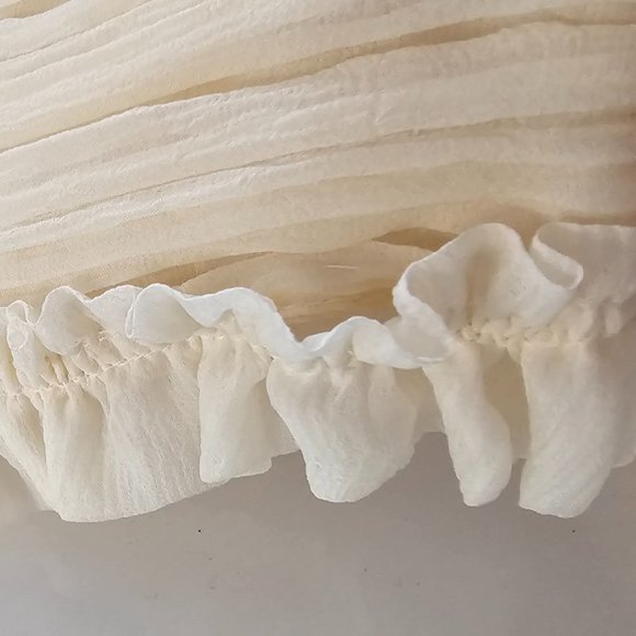 Chanel vintage 2006 ivory / Black Bow Detail Ruched Silk Chiffon Top / Jacket - Picture 13 of 15